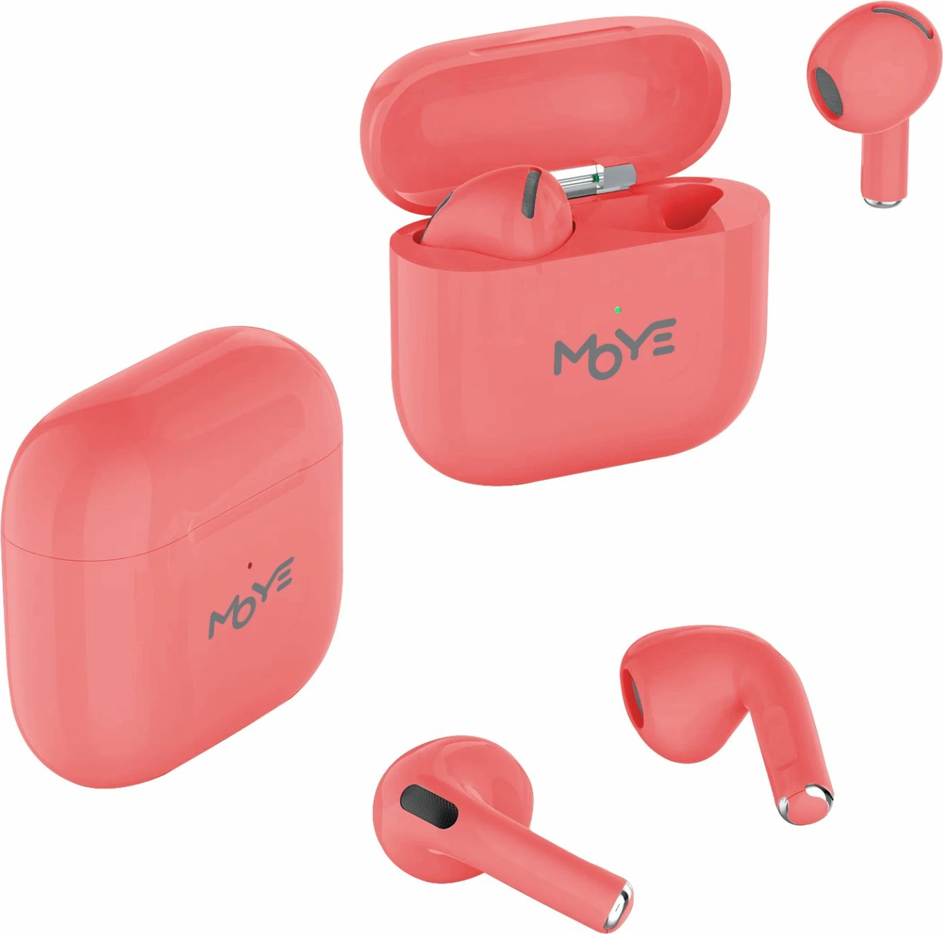 Kufje MOYE Aurras 3 Lite wireless, Bluetooth 5.4, USB-C, të kuqe, me kuti karikimi