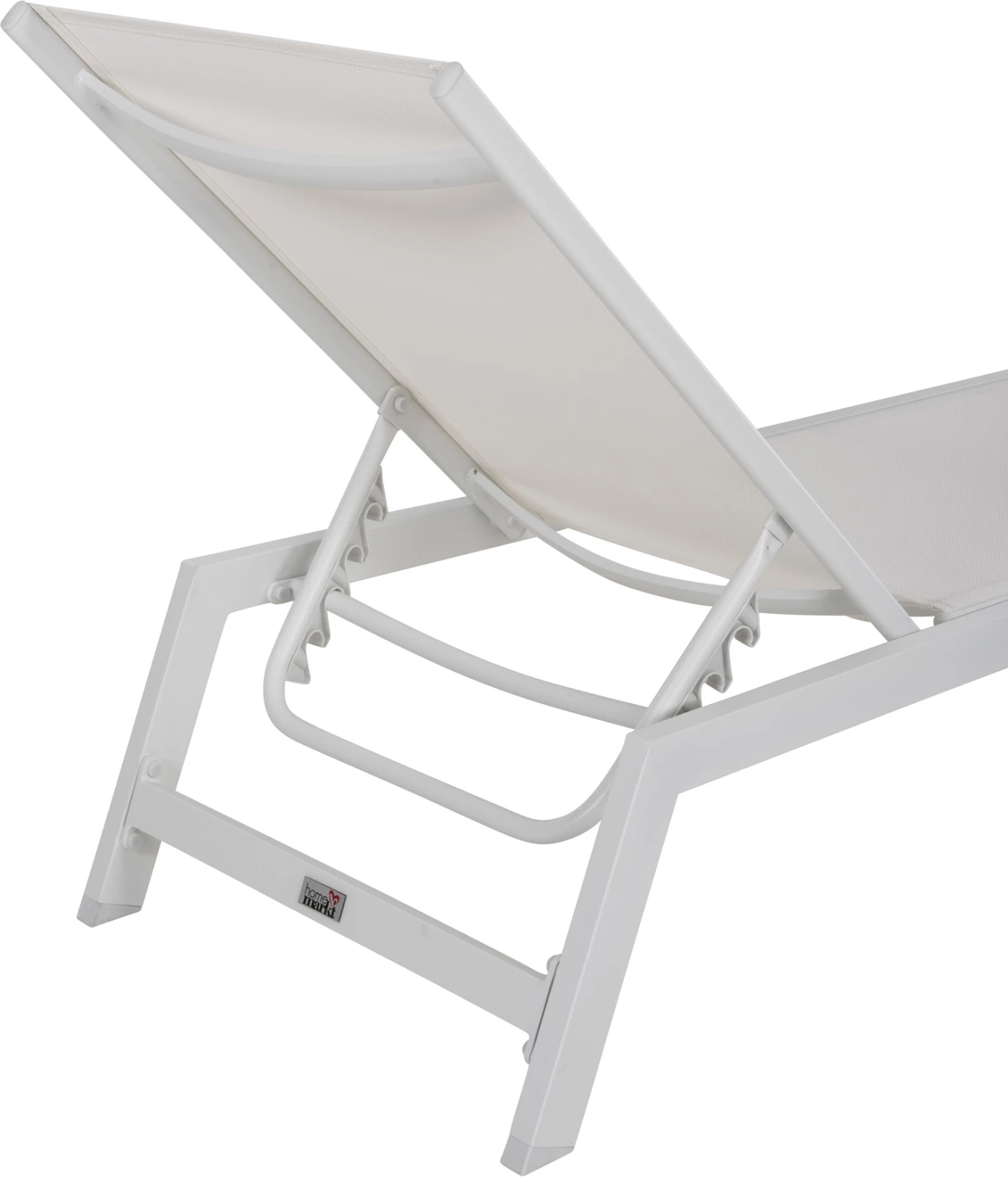 Shezlong alumini me mbështetëse koke RABIA FH5982.01, ngjyrë bardhë, 191,5x60x89,5Hcm