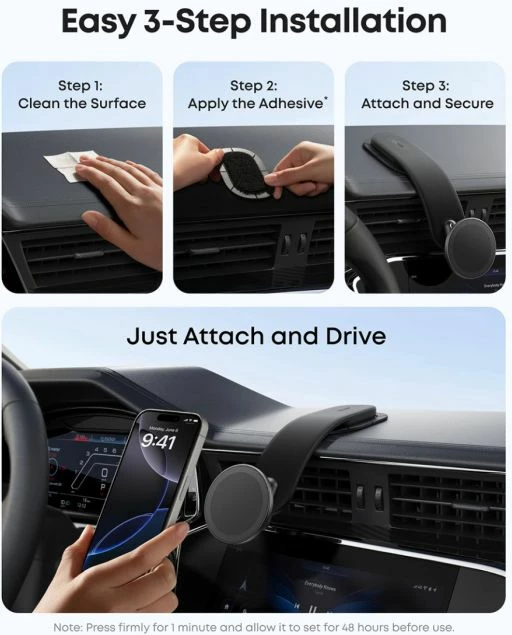 Mbajtës celulari magnetik për veturë Anker Nano A9110H11, 16N, rrotullim 360°/pjerrësi 45°, ngjitës 3M, i zi, set