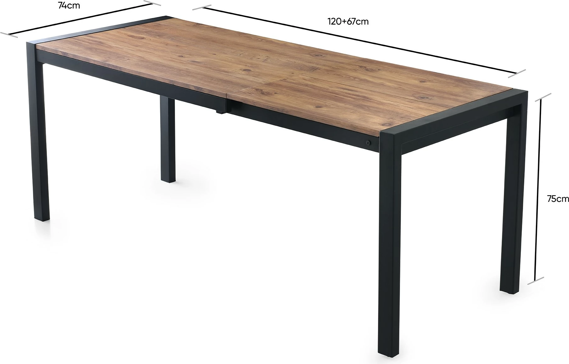 Tavolinë ngrënieje Skye Decor, ngjyrë Atlantic Pine, 120-187x75x74 cm