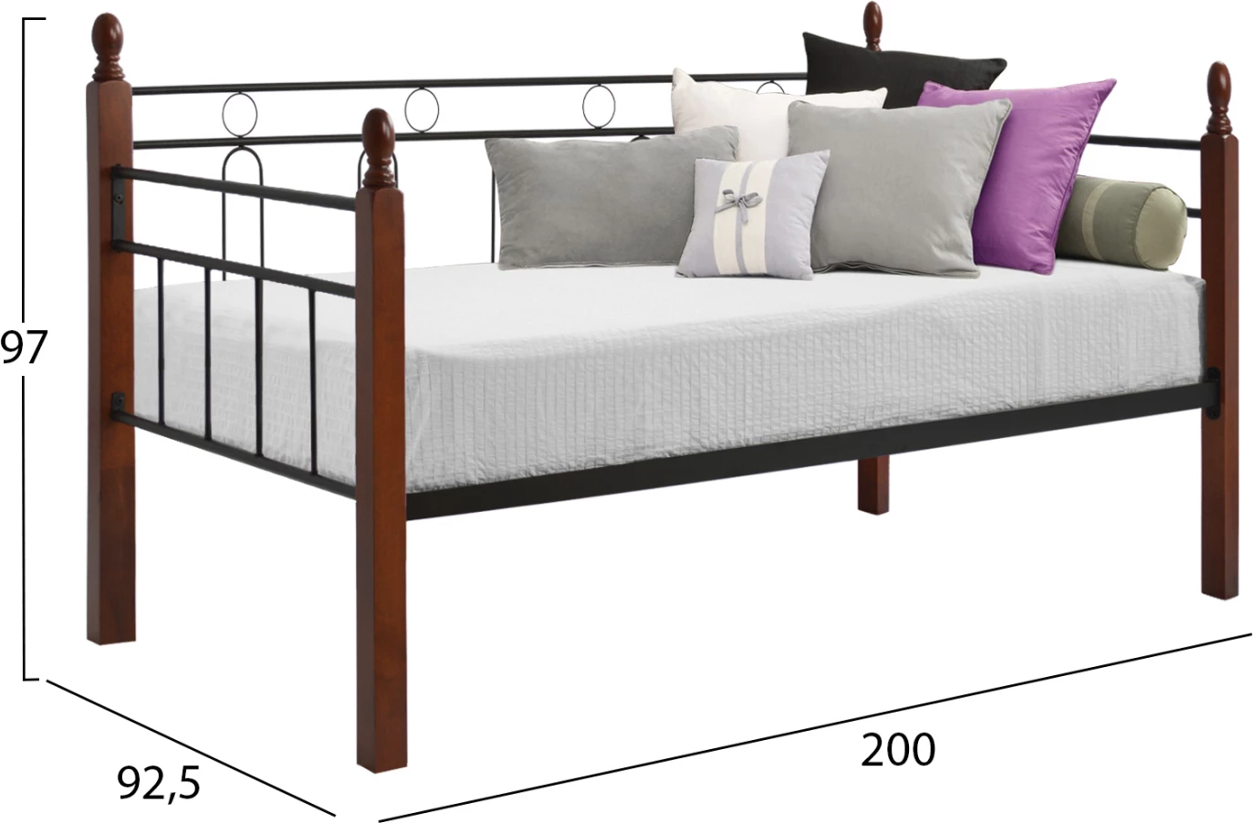 Divan-krevat REVEN, FH367, metal/druri, 90x190cm