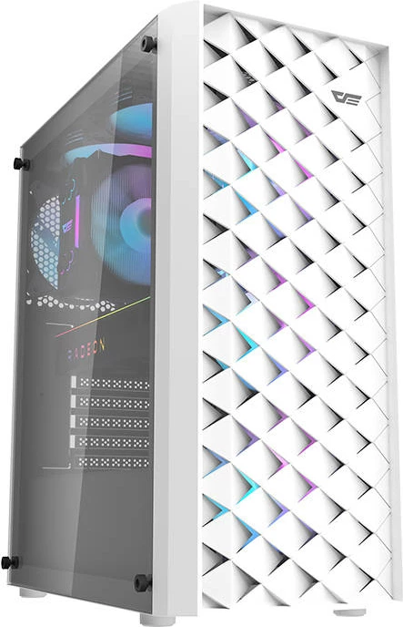 Kasë Darkflash DK351, Middle Tower, me 4 ventilatorë RGB, e bardhë