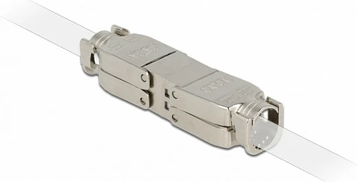 Kupler për kabllo rrjeti DeLOCK Cat6a STP, 2x LSA, toolfree, argjendtë