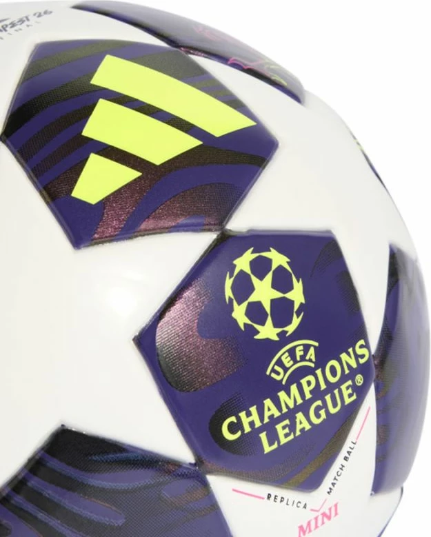 Top mini futbolli adidas UCL Champions League JX9099, e kaltër e errët/e bardhë/e verdhë/e rozë
