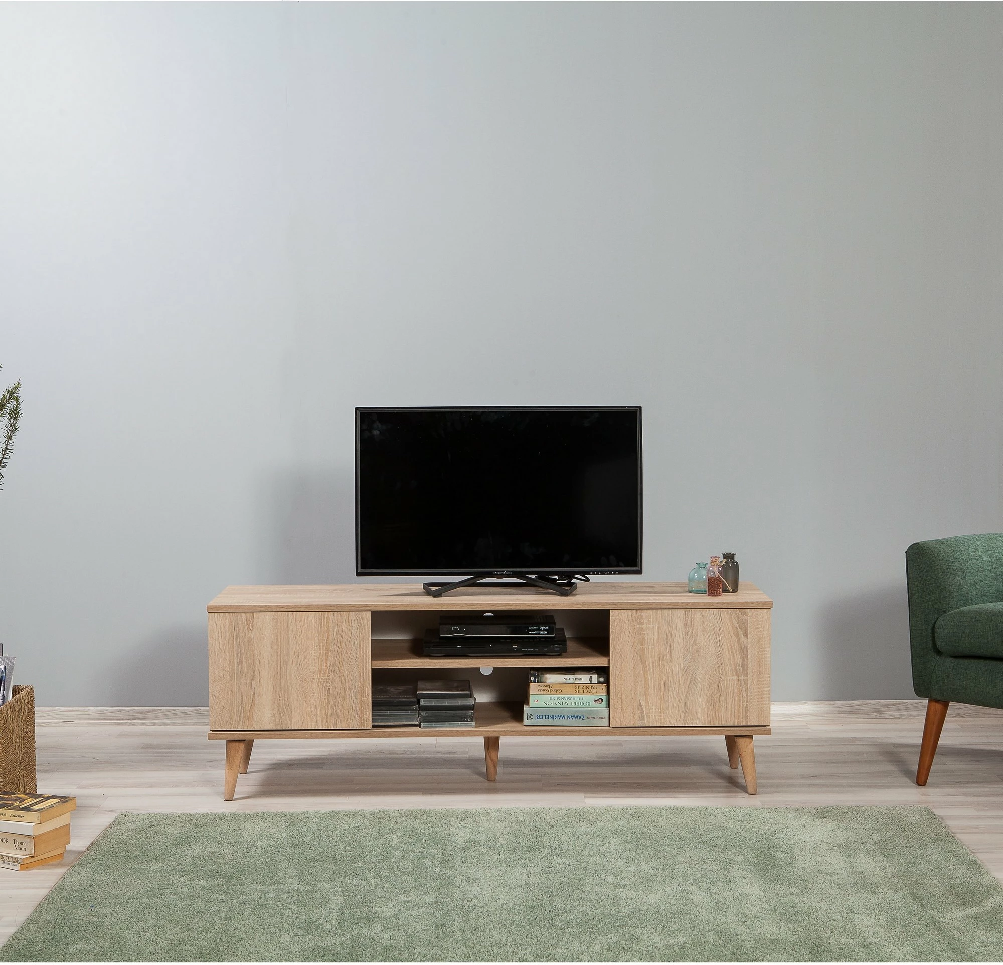 Komodë TV Skye Decor, ngjyrë lisi Sonoma, Truva-200