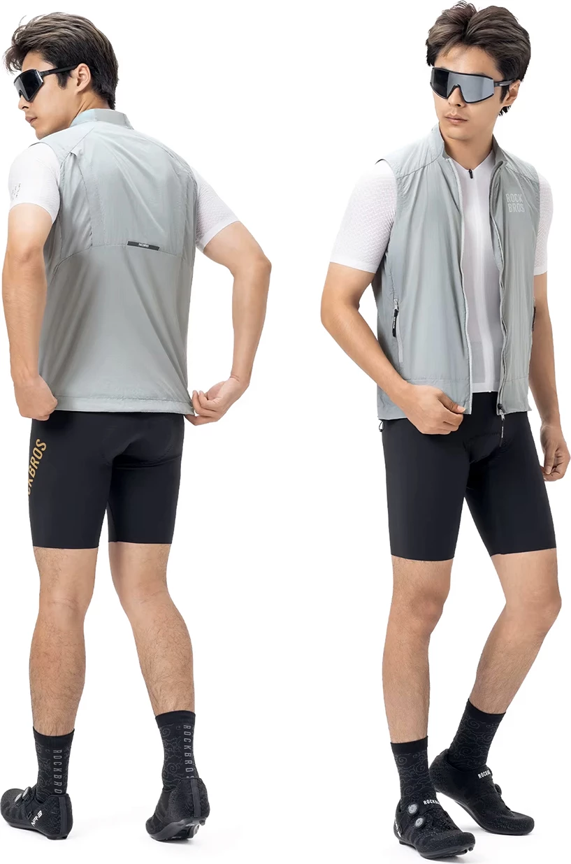 Jelek çiklizmi Rockbros YDMJ003, kundër erës, UPF50+, me zinxhir YKK dy-drejtimësh, madhësi S, bardh/gri