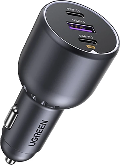 Karikues për veturë UGREEN 35025 130W 3-Port (2x USB-C, 1x USB-A) gri e errët