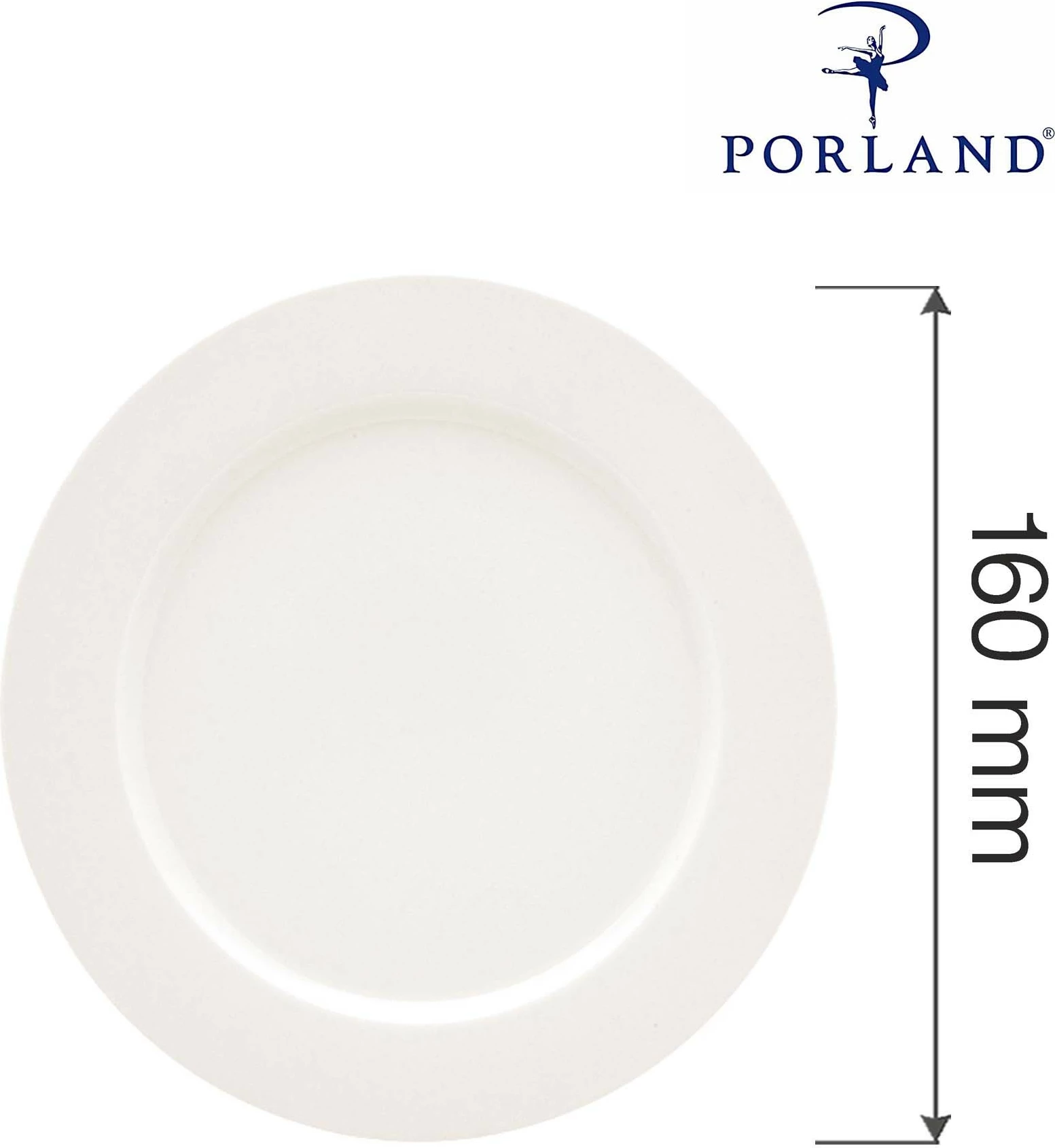 Pjatë e sheshtë Porland Dove ø160 mm, krem, set 6 copë