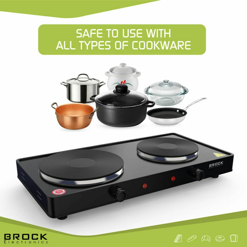 Pllakë elektrike e dyfishtë Brock EP 200 BK 2500 W, e zezë