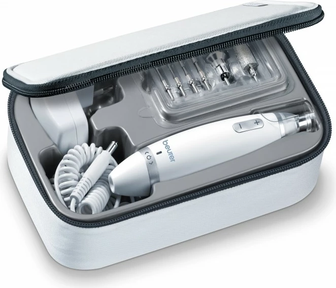 Set manikyr/pedikyr Beurer MP62, i bardhë me 10 maja dhe etui
