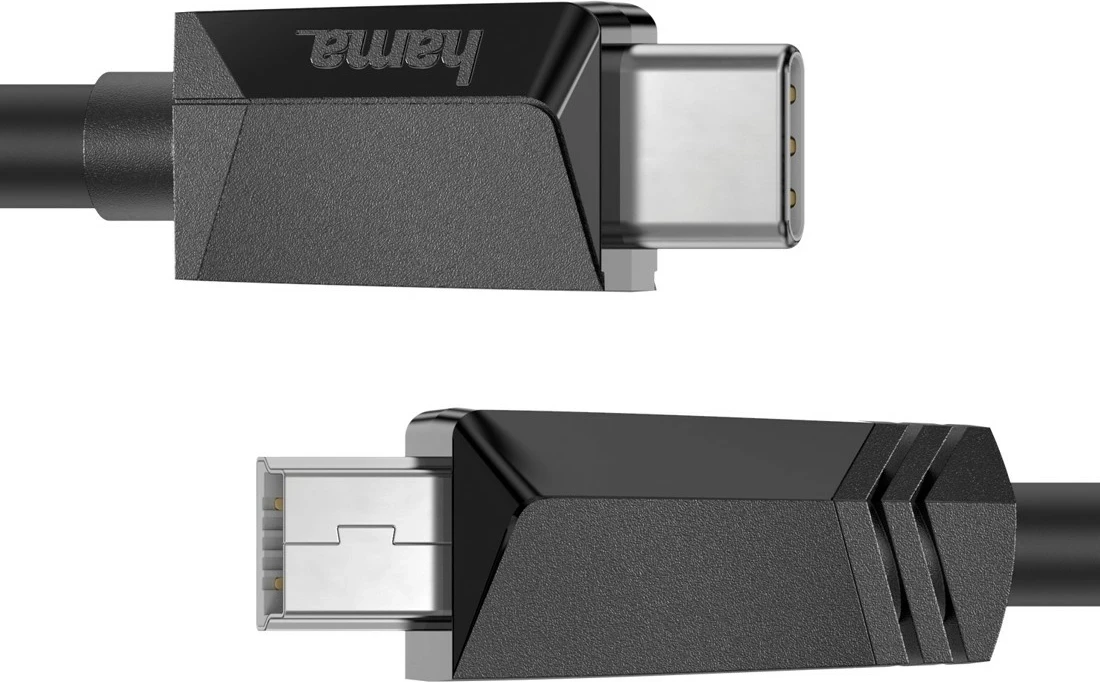 Kabëll Hama USB-C në miniUSB 0.75m i zi