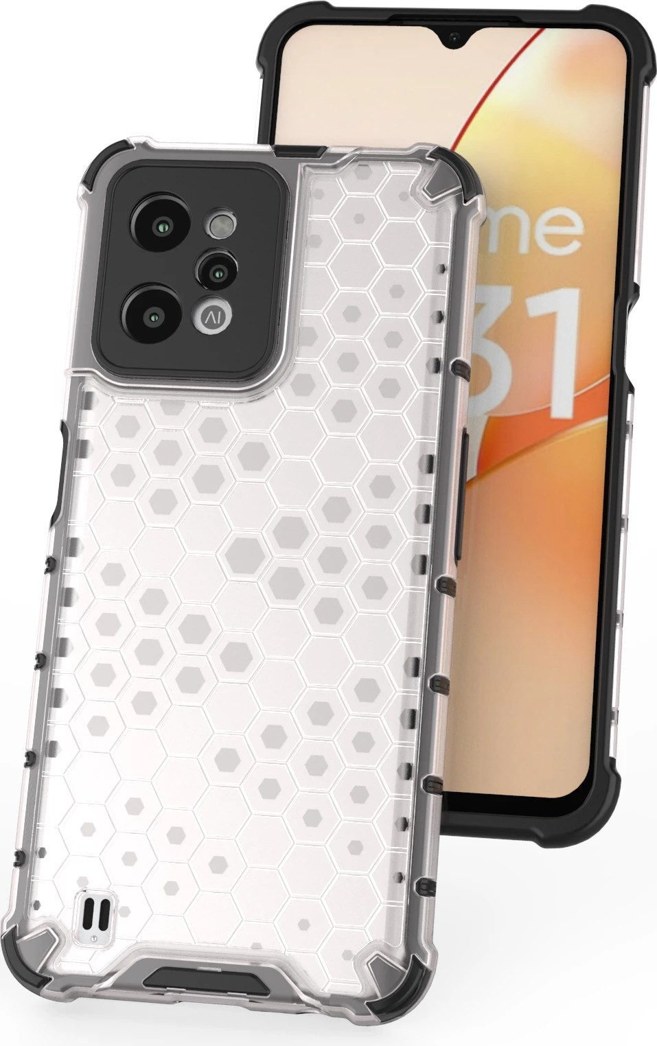Mbështjellës Hurtel Honeycomb për Realme C31, Transparent