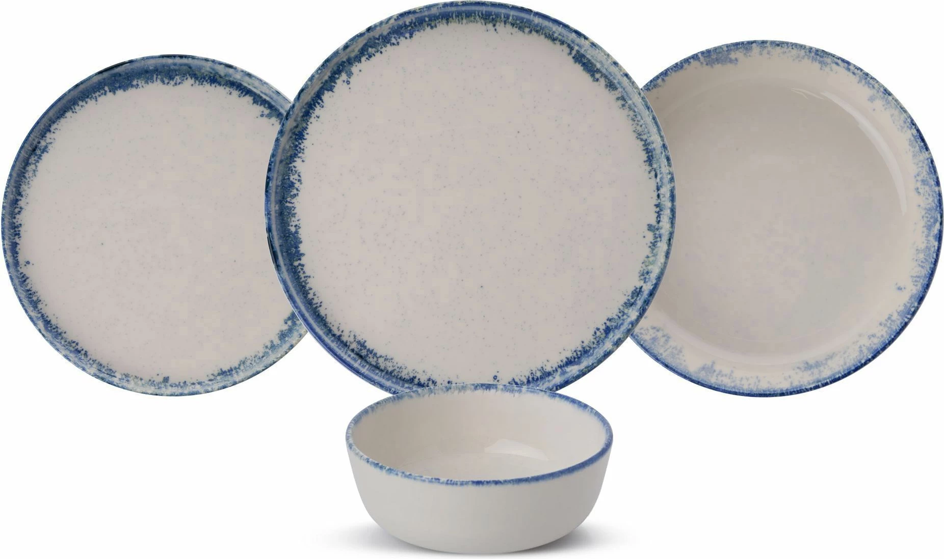Set enësh për drekë (24 copë), Hermia Concept, Roundy, ngjyrë bardhë e kaltër