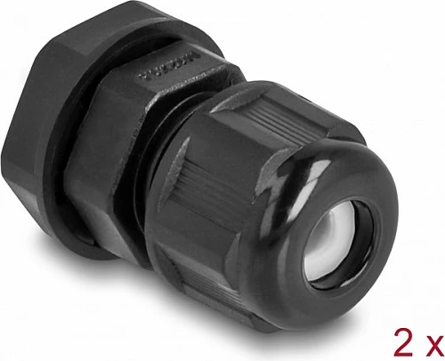 Glandë kablli DeLOCK EX M12, për kabllo 3–6.5 mm, IP68, 2 copë, e zezë