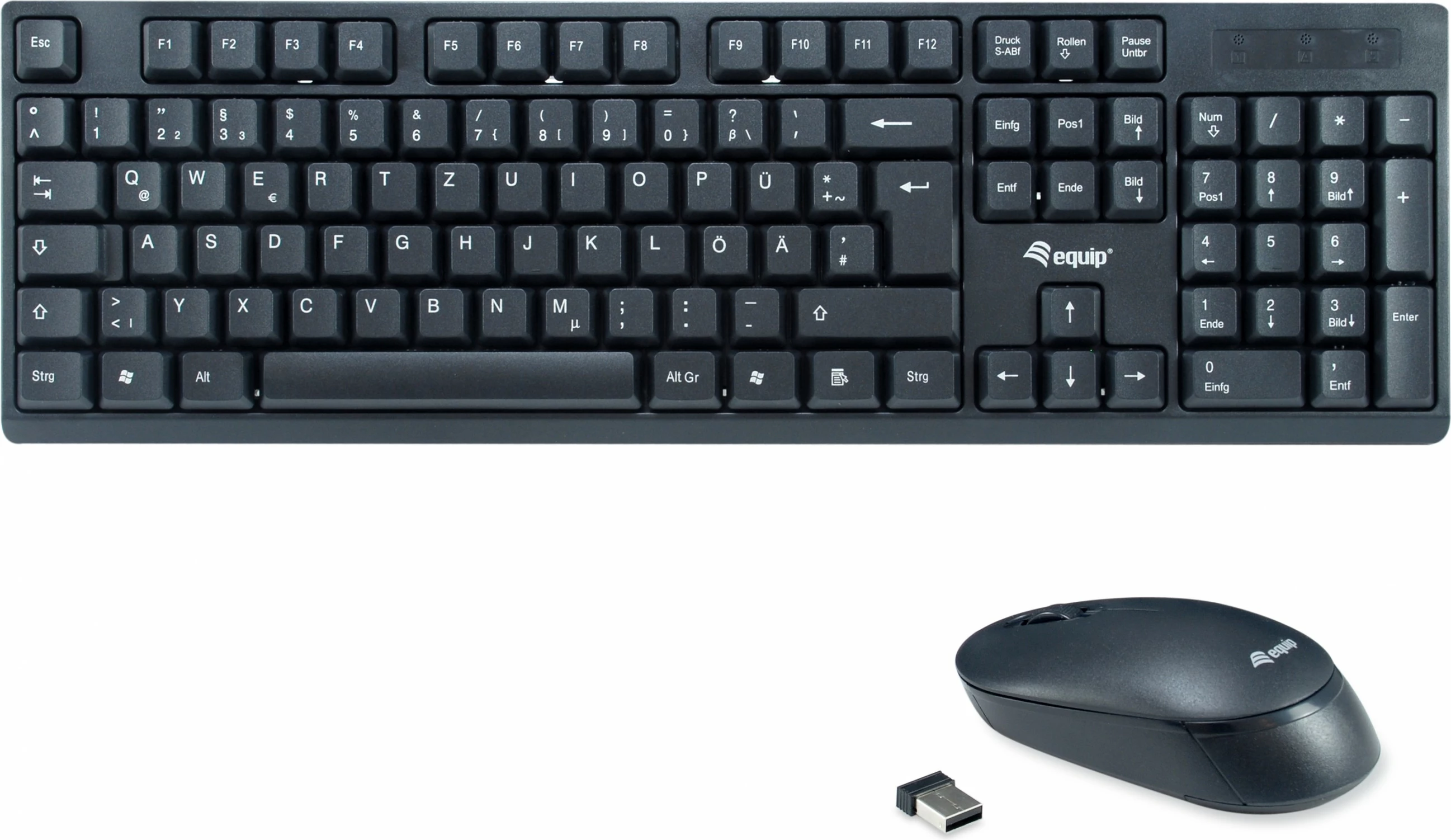 Set tastierë + maus wireless Equip, QWERTZ, full-size, 2.4 GHz, e zezë