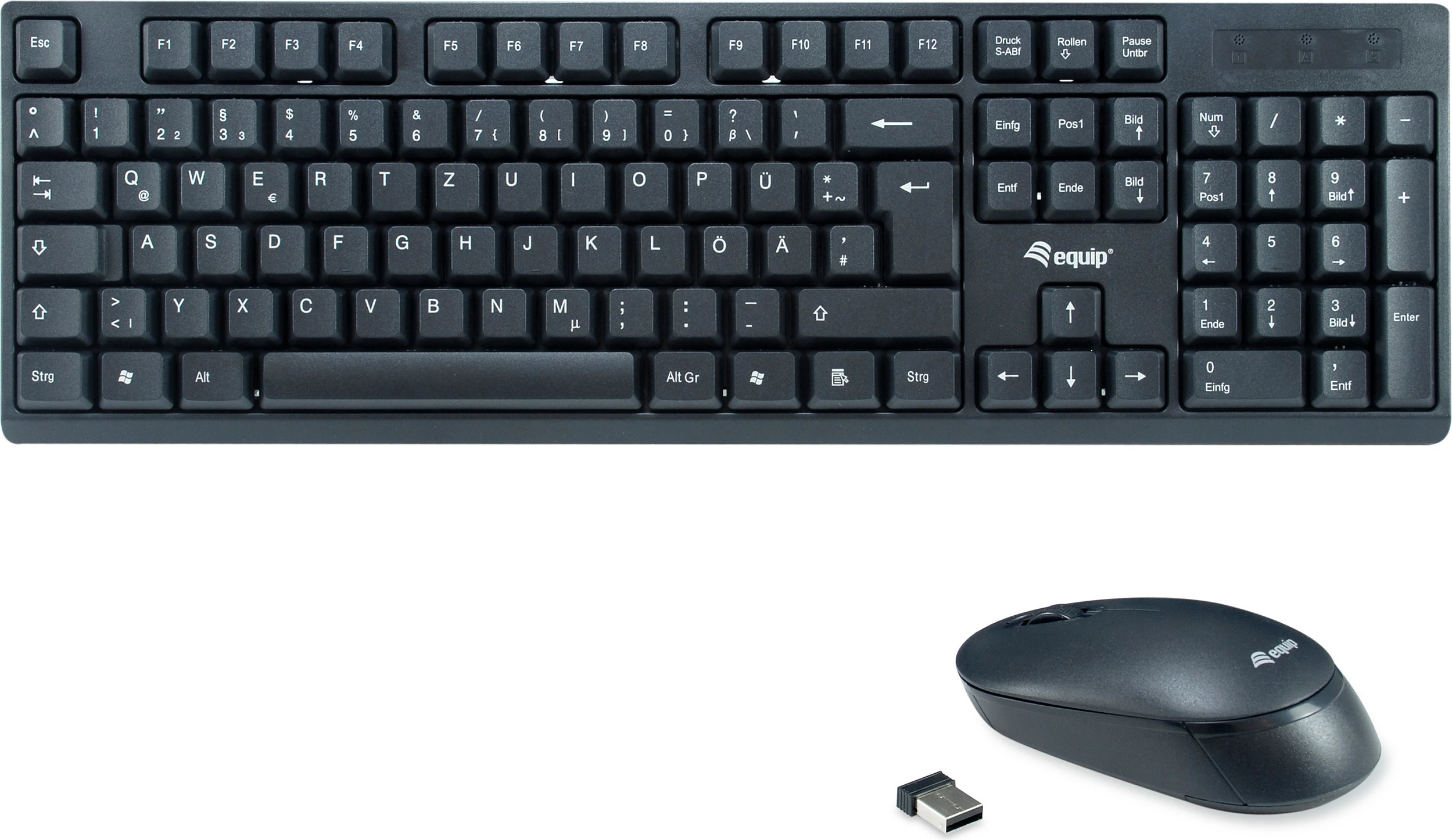 Set tastierë + maus wireless Equip, QWERTZ, full-size, 2.4 GHz, e zezë