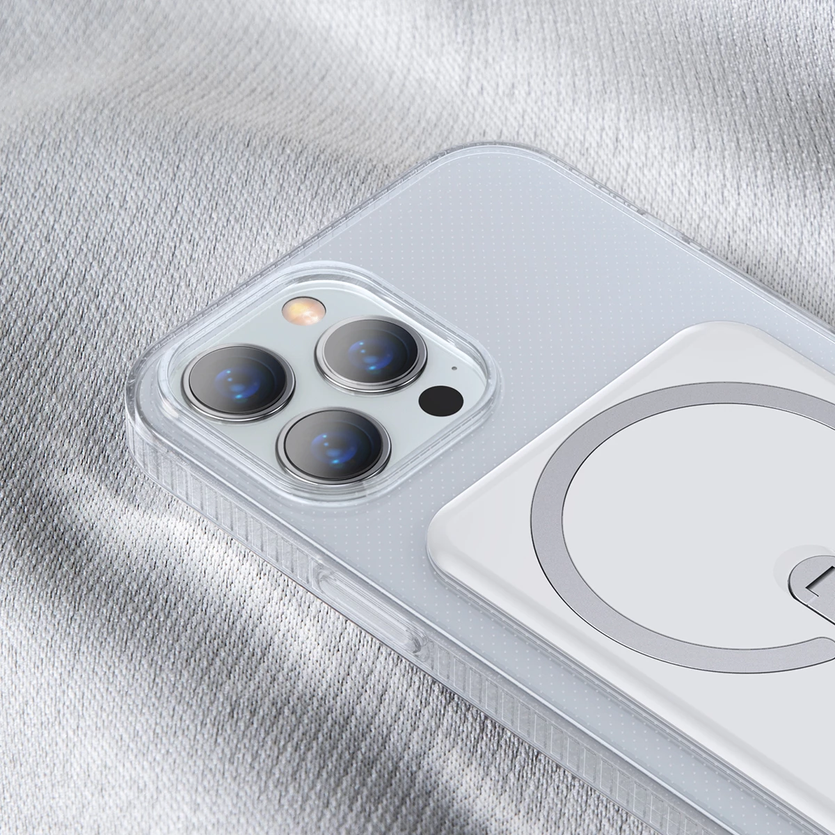 Mbështjellës magnetik Baseus për iPhone 13 Pro 6.1" (2021), me mbajtëse, Transparent