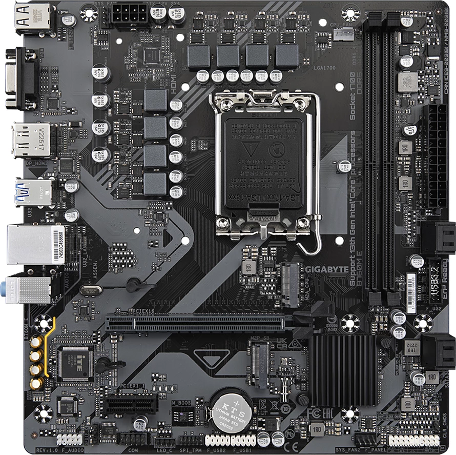 Pllakë amë GIGABYTE B760M E, LGA1700, DDR5 (2 slote), mATX