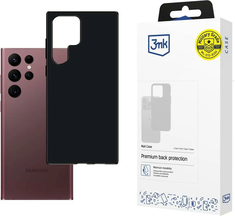 Mbështjellës 3mk Matt Case për Samsung Galaxy S22 Ultra, i zi