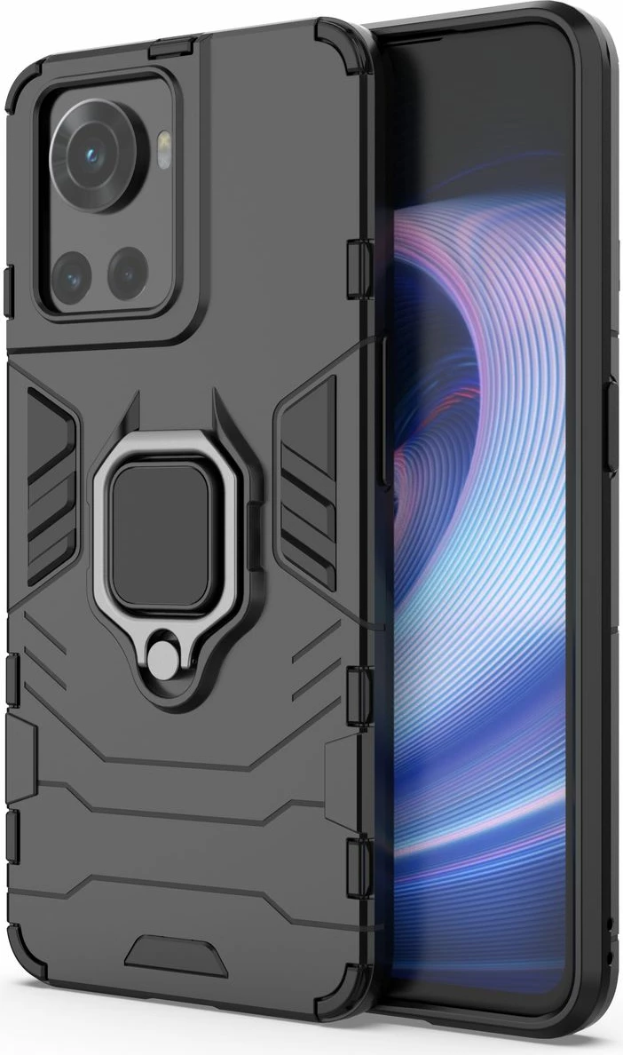 Mbështjellës Hurtel Ring Armor për OnePlus Ace, me dorezë magnetike, i zi