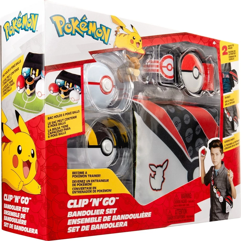 Set bandolierë Pokemon Jazwares PKW3650, me figurë Eevee dhe Pokeball, Seria 5