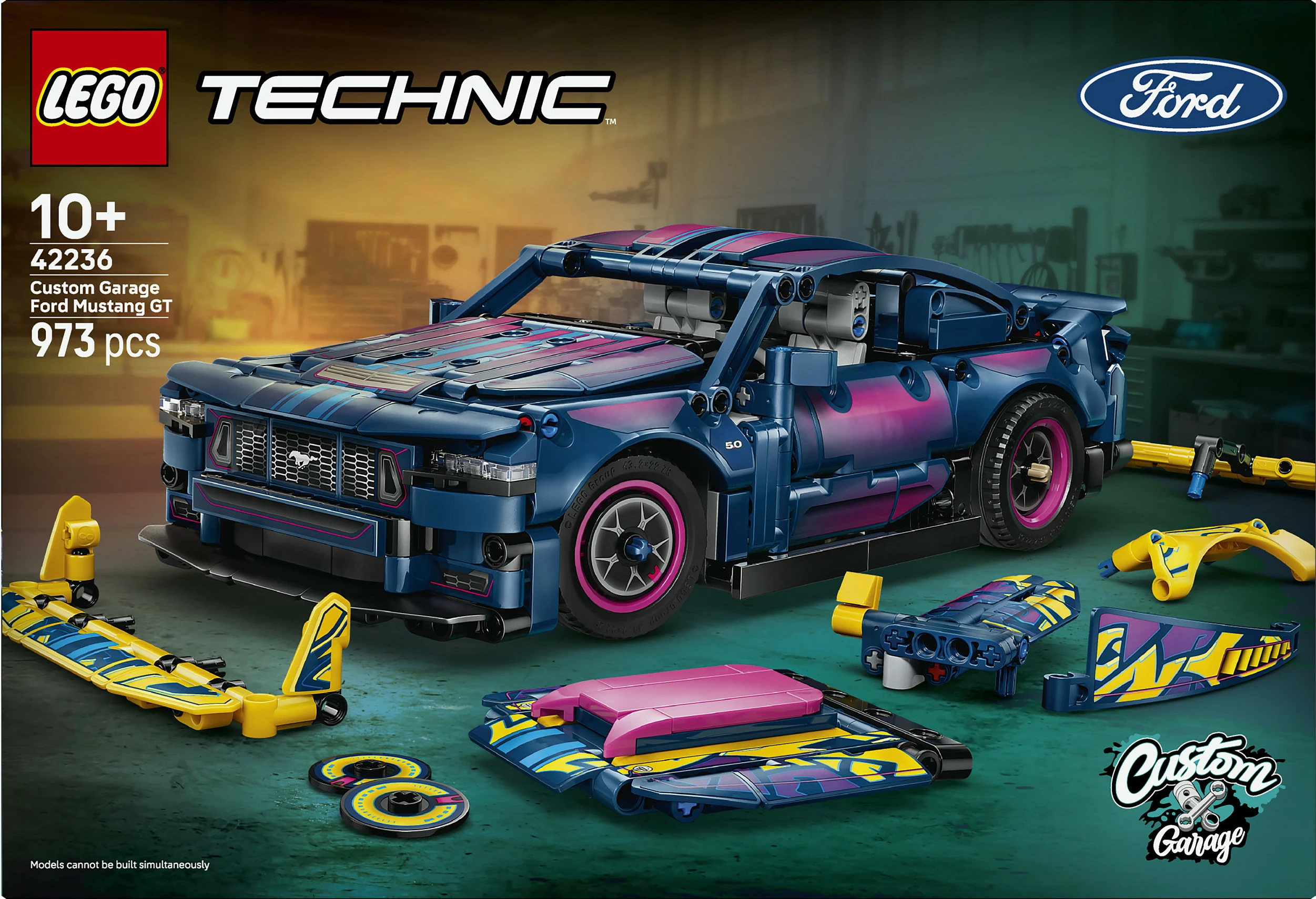 Set ndërtimi LEGO Technic 42236 Custom Garage Ford Mustang GT, 973 pjesë, 10+, shumëngjyrësh