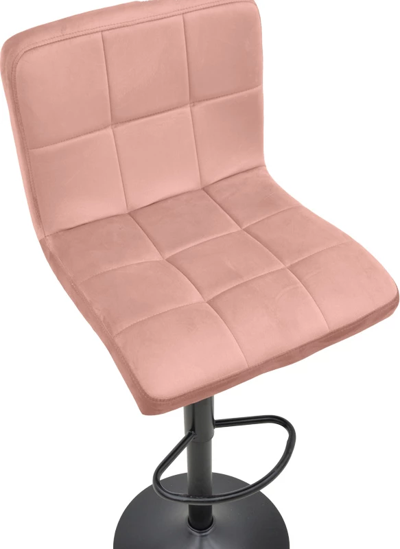 Karrige për bar Remina, lartësi e rregullueshme, kadife ngjyrë mollë e kalbur, bazë e zezë mat, set 2 copë, 44x44x112cm