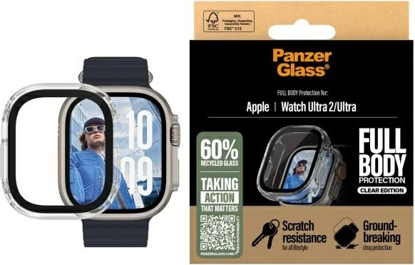 Mbrojtës xhami PanzerGlass Snappie Full Body për Apple Watch Ultra 2, Transparent