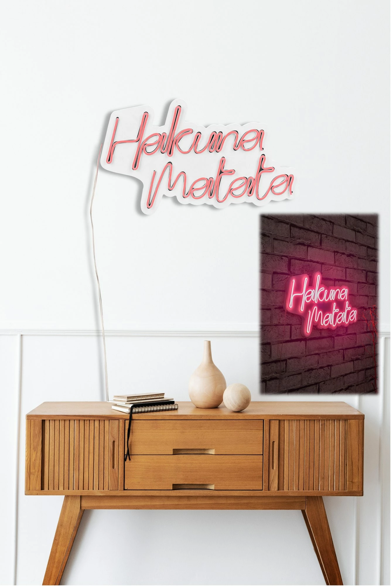 Dekor dritash LED plastike, Hakuna Matata, ngjyrë rozë