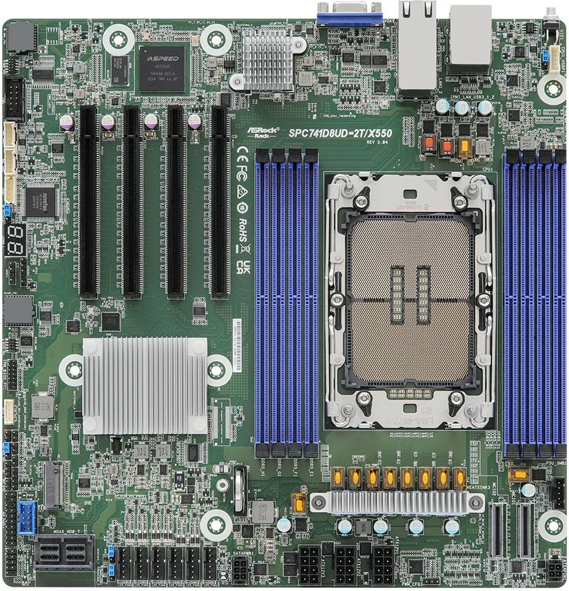 Pllakë amë ASRock SPC741D8UD-2T/X550, micro ATX, Socket LGA 4677, 8 slote RAM, 10 Gigabit Ethernet