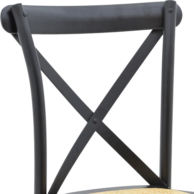 Karrige Dylon e grumbullueshme, dru ahu i zi, ulëse ratan natyral, 48x52x89cm