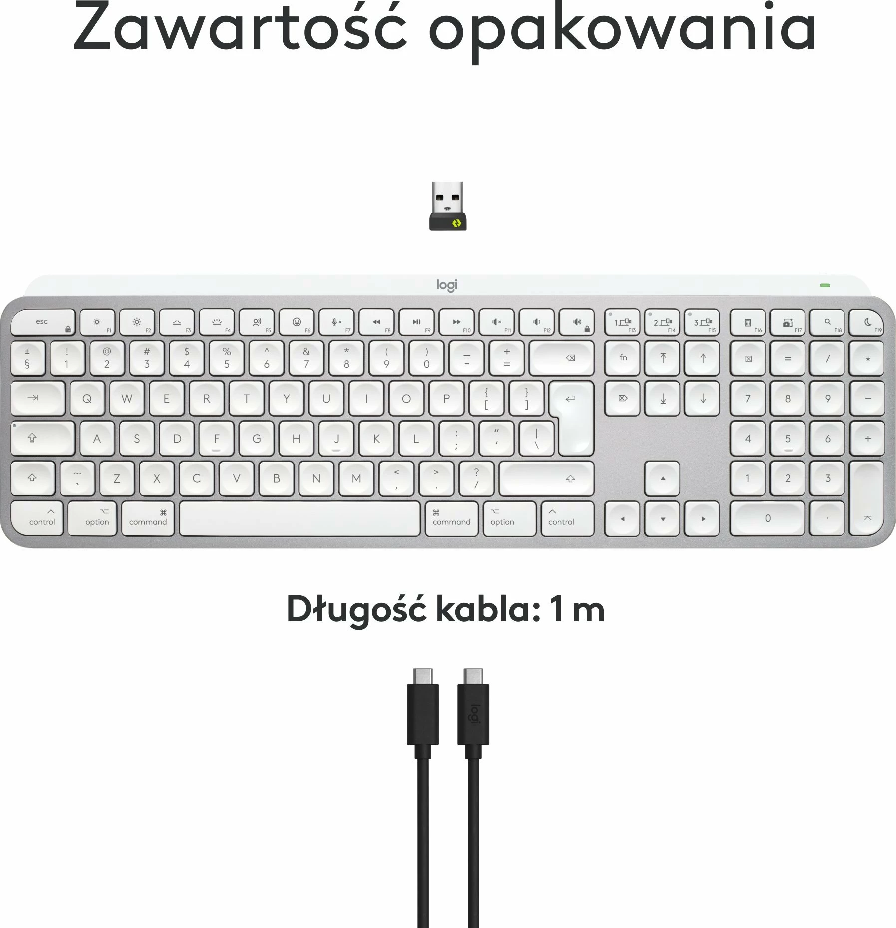 Tastierë Logitech MX Keys S for Mac 920-011638, wireless, US INTL, me ndriçim, me numpad, bardhë/gri