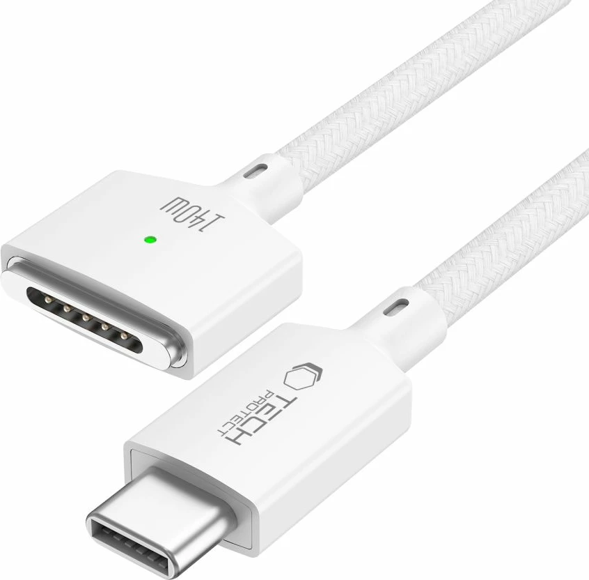 Kabllo USB-C në MagSafe 3 Tech-Protect MMC01 Ultraboost 140W 2m, e bardhë, 1 copë