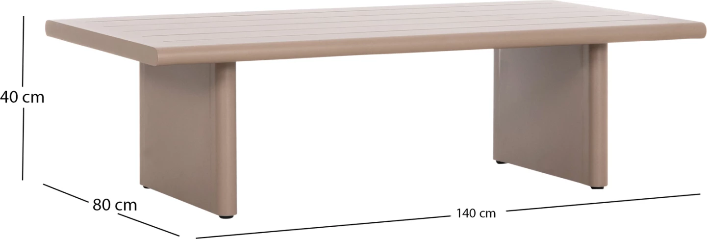 Tavolinë qendrore drejtkëndore DECCARD CD6463.02, alumin bezhë, 140x75x40cm