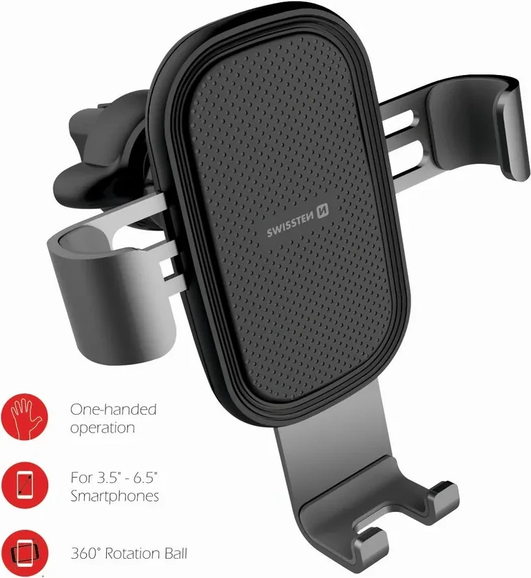 Mbajtëse celulari për veturë Swissten G1-AV3, e zezë