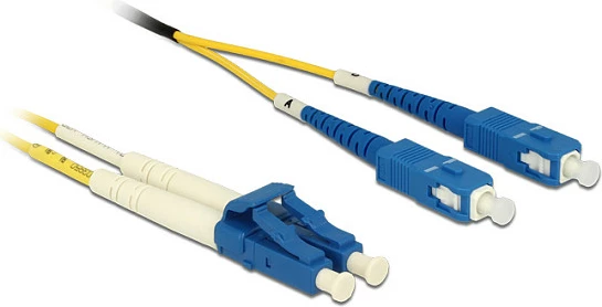 Kablë fibër optike DeLOCK LC-SC OS2, 1m, single-mode, LSZH, e verdhë