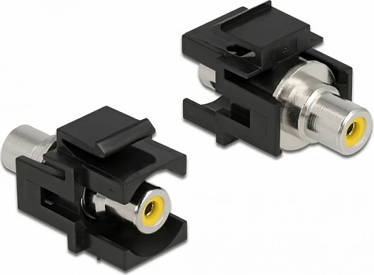 Modul keystone DeLOCK RCA (Cinch) femër-femër, i rrafshët, 33.2 mm, i zi/verdhe