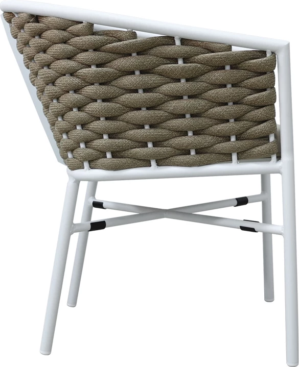 Karrige alumini Noevo e grumbullueshme me kornizë të bardhë-litar natyral 57x62x77cm