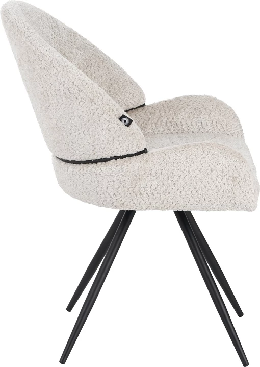 Karrige rrotulluese Morea, ngjyrë bezhë, këmbë metalike të zeza, 68x66x82.5cm