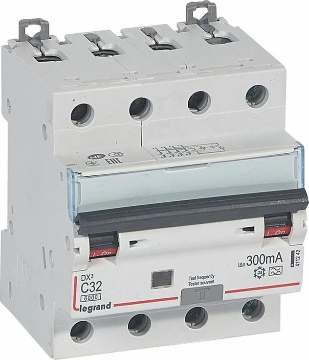 Ndërprerës diferencial me mbrojtje nga mbingarkesa (RCBO) Legrand P314 DX3 411242, 4P, 32A, C, 300mA, Tip A, 400V, IP20