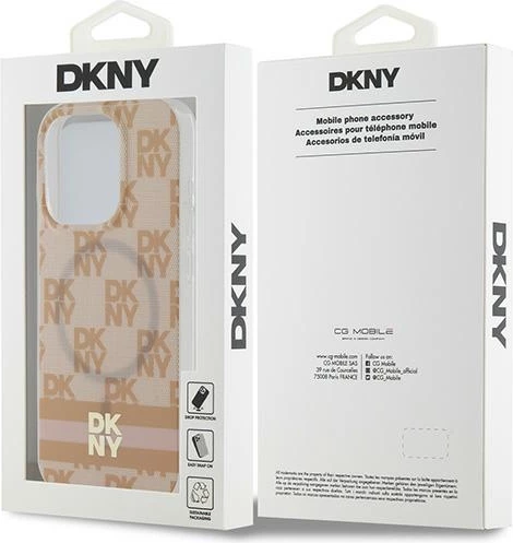 Mbështjellës DKNY IML Checkered Mono Pattern & Printed Stripes MagSafe për iPhone 13 Pro / 13, Rozë
