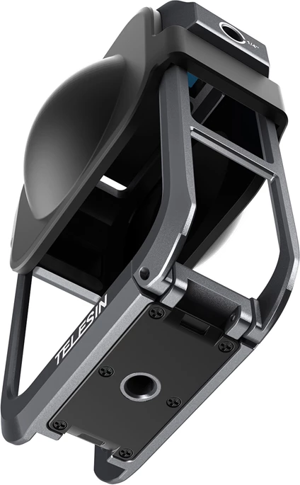 Kafaz metalik mbrojtës TELESIN Utility Frame për DJI Osmo 360, 42.6 g, 1/4\"-20 + cold shoe, gri/zi, set (kafaz + mbulesë silikoni për lente)