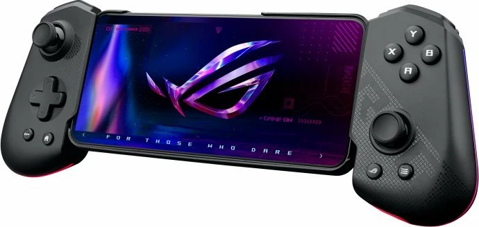 Kontroller gaming Asus ROG Tessen 90GC01D0-BGP000, USB-C për Android, palosshëm, 20 butona, 2 analoge, me ndriçim, me mbajtëse telefoni, e zezë/gri