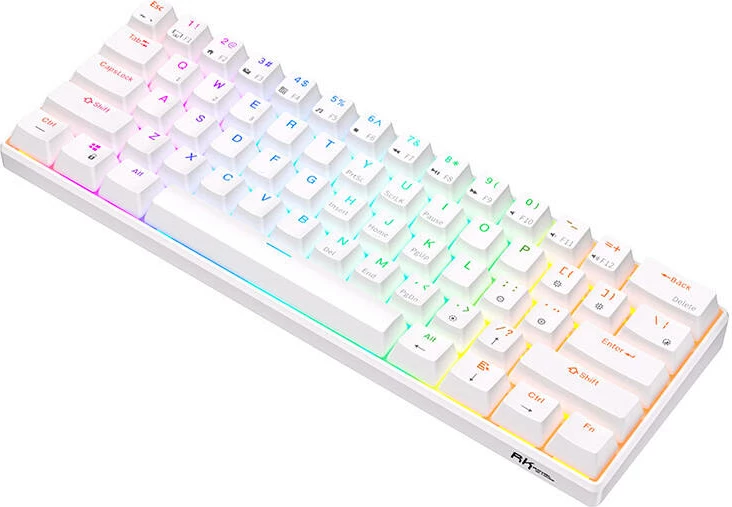 Tastierë mekanike Royal Kludge RK61, 61 taste, RGB, brown switch, e bardhë