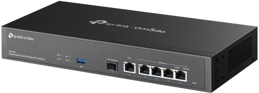 Router TP-Link ER7406, 4 porta LAN, 6 porta WAN, menaxhim me aplikacion, ngjyrë e zezë