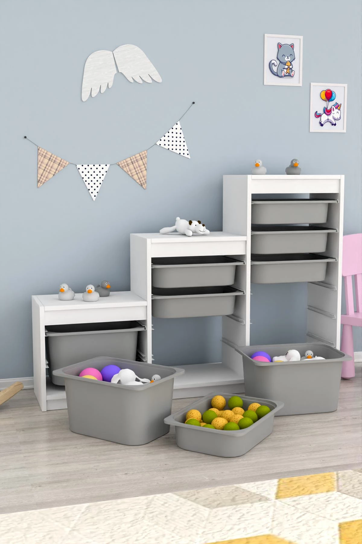 Dollap multifunksional Hanah Home, ngjyrë e bardhë dhe gri