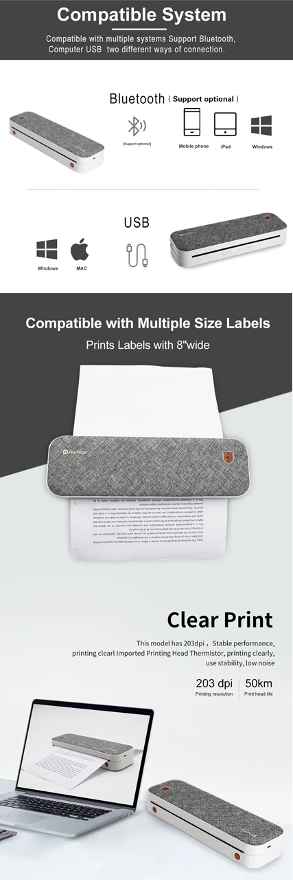 Printer termal A4 PeriPage A40, i bardhë