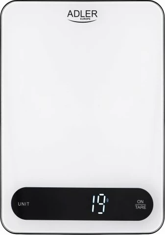 Peshore kuzhine Adler AD 3177, 10 kg, 1 g, USB-C, xham 16x22 cm, e bardhë, me kabllo