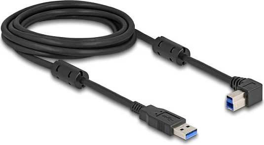 Kabllo USB DeLOCK USB-A në USB-B, 3 m, 5 Gbps, kënd 90° djathtas, e zezë