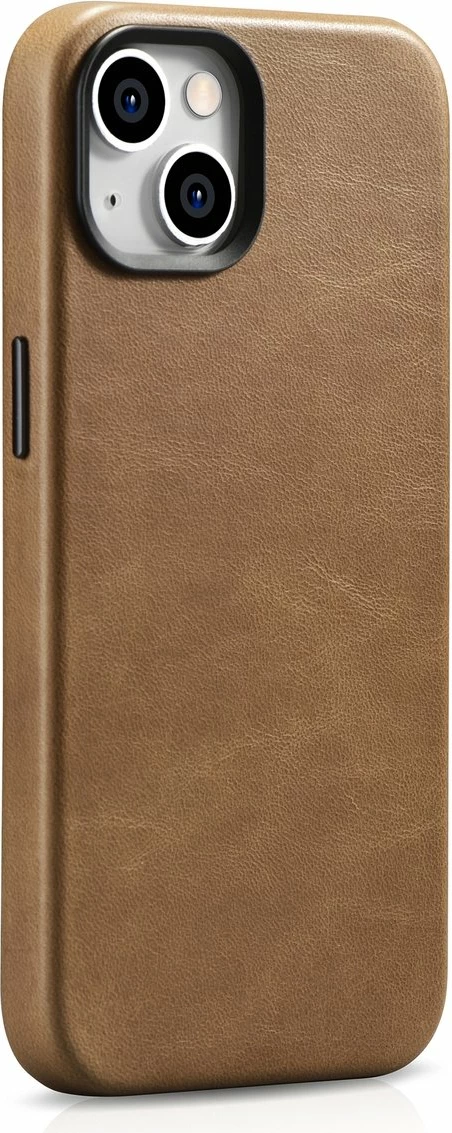 Mbështjellës iCarer Oil Wax Premium Leather me MagSafe për iPhone 14, Kafe